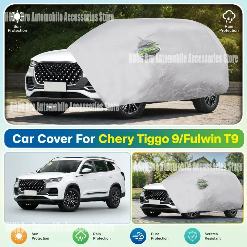 For Chery Tiggo 9 Fulwin T9 2023-2025 Car Cover Windproof UV Sun Rain Snow Resistant Outdoor SUV Vehicle Protection