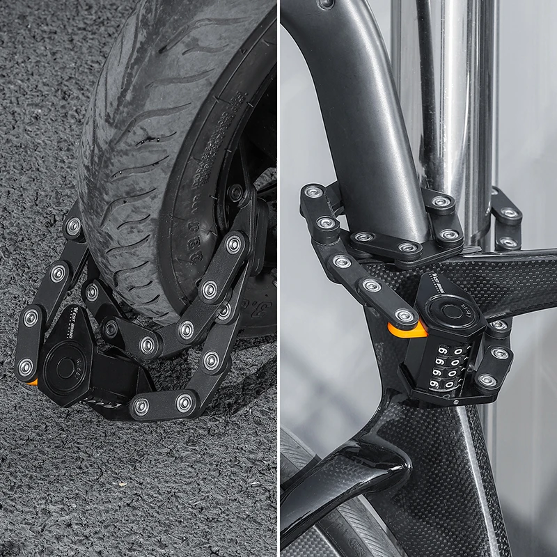 WEST BIKING Bicycle Portable Folding Lock 3-Key/4-Digit Code Upgrade Heavy Duty Anti-Theft for Bike Motorcycle Electric Scooter