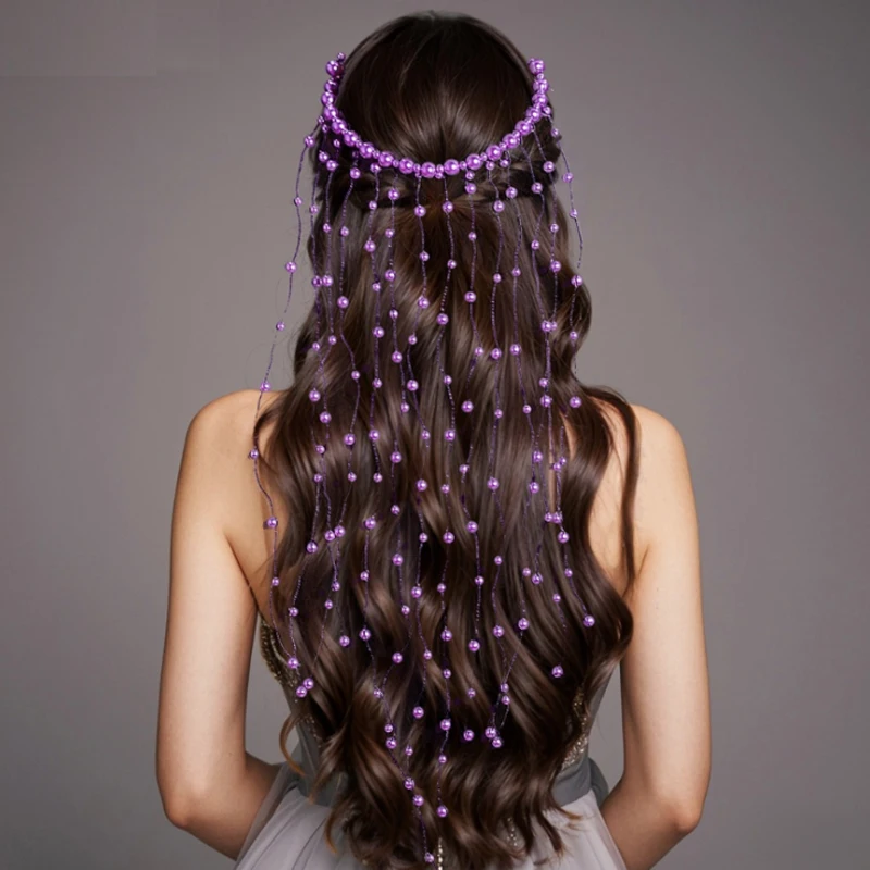 Pearl Tassel Headband Hair Hoop Pressed Hair Hairbands Bride Wedding Party Hair Accessories