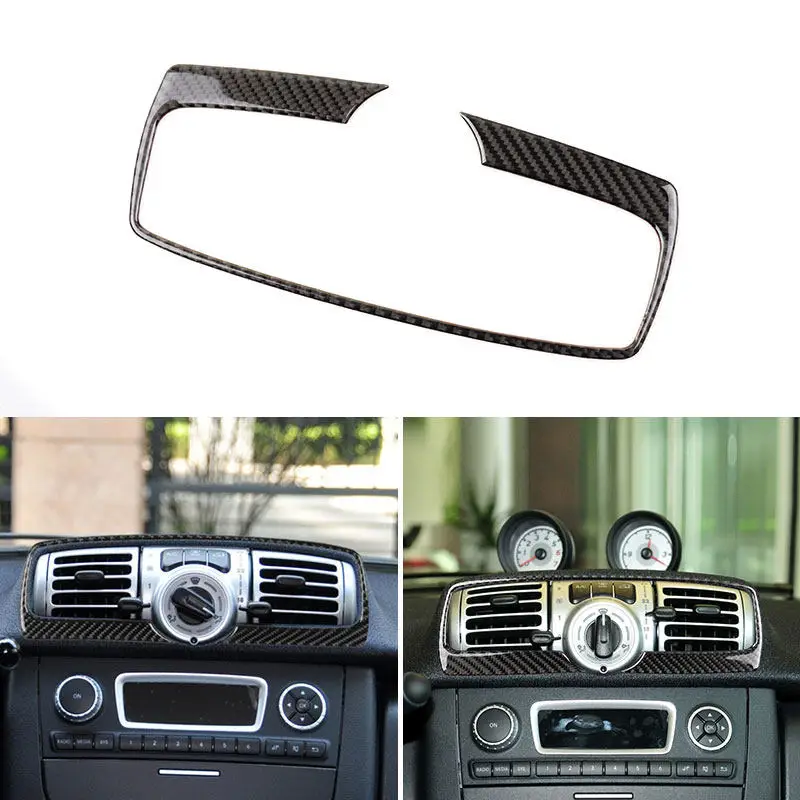 Car Soft Carbon Fiber For Mercedes Benz Smart 451 Fortwo 2011 2012 2013 2014 2015 Central Air Vent Frame Accessories Trim