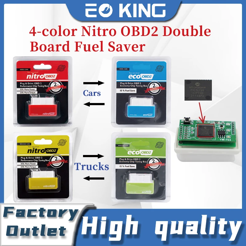 ECOOBD2Dual Plate Fuel Saver With Chip Reader For Automotive Truck Diagnostic Scan Tool Scanner Enhanced Plug And Play Tuner Box