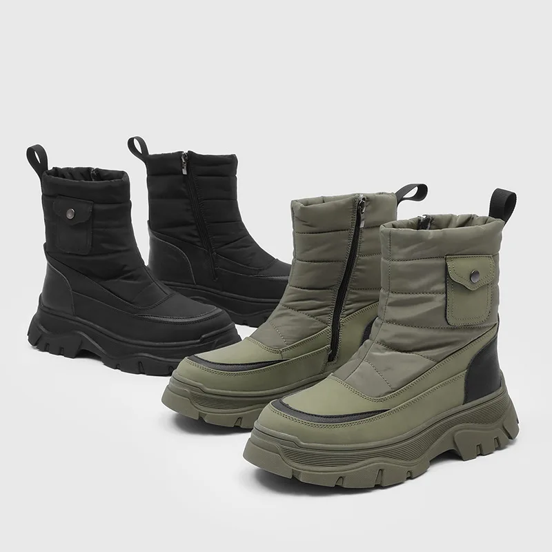 

High Quality Men's Snow Boots Comfort Commuter Tooling Plush Boots Velvet Warm Winter High-top Cotton Shoes for Men Botas Hombre