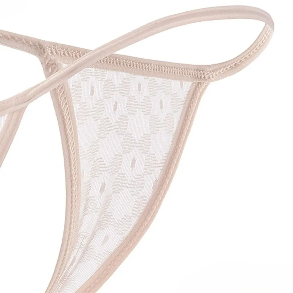 6 PCS Men Seamless Lace Thong Underwear Low Waist Mesh Bulge Pouch G-String Breathable See-Through Panties Solid Color