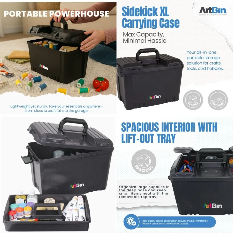 ArtBin 6917AB Sidekick XL Estuche de transporte organizador portátil para manualidades con asa para artistas en movimiento almacenamiento de plástico duradero