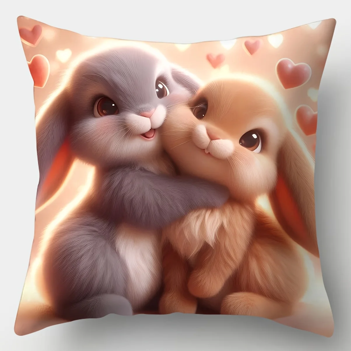 4-piece cartoon animal heart print cushion cover set festive home decoration on your living room sofa, insert not included