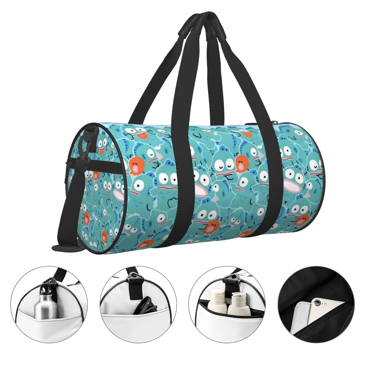 Bolsa de viaje Kawaii Hangyodon, bolsa de gimnasio fresca de dibujos animados, bolsas deportivas Oxford, bolso de moda de gran capacidad, bolsa de Fitness para hombre y mujer