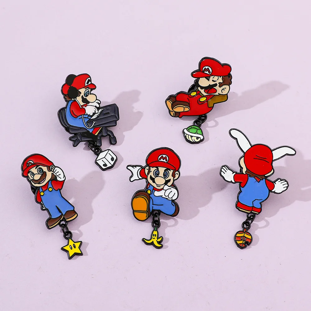 Super Mario Enamel Pins Cute Anime Figure Metal Badge Brooches Backpack Hats Fashion Design Accessories for Woman Man Jewelry