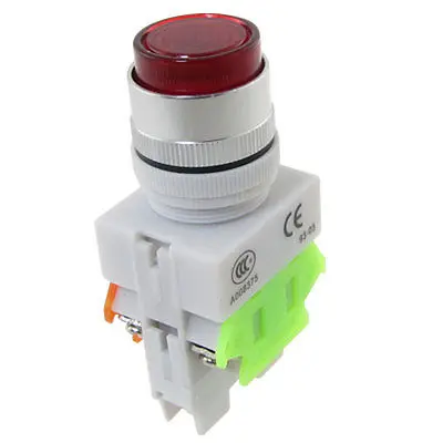 220V AC Light Illuminated Red Momentary Push Button Switch 22mm DPST 1 NO 1 NC