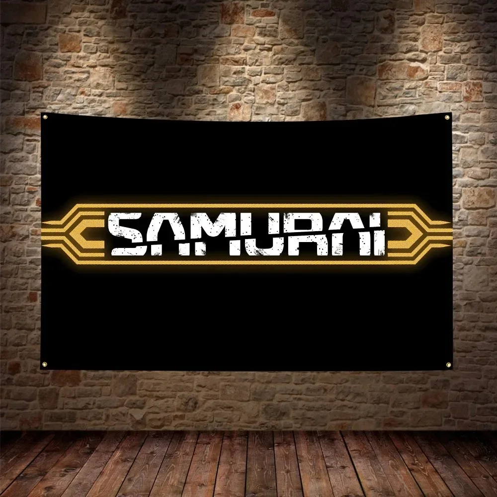 Samurai Cyberpunk Logo Flag Polyester Digital Printing Banner For Bedroom Wall Art Tapestry Decoration Flag