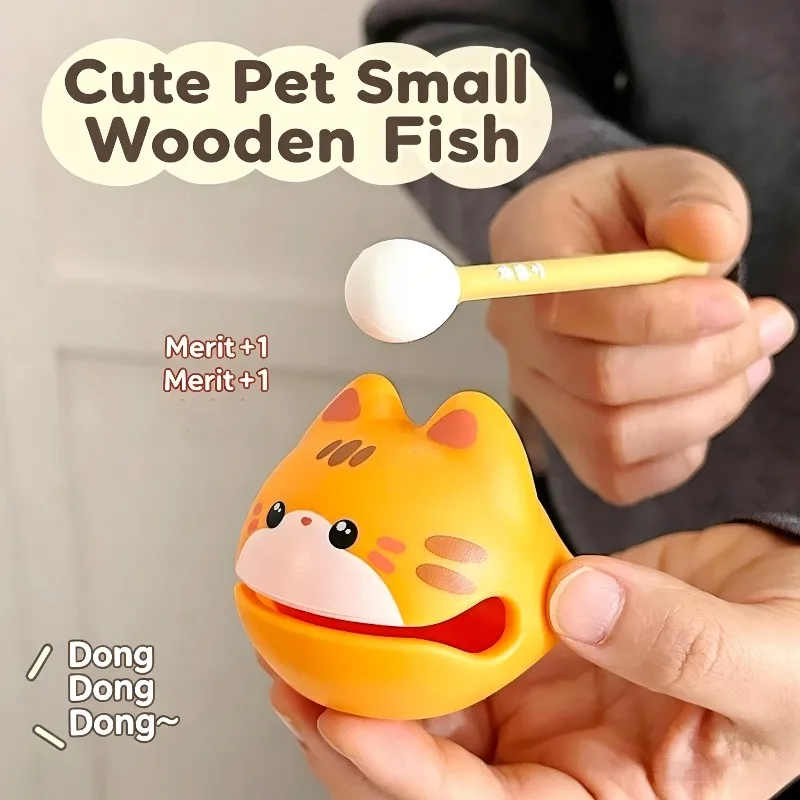 Cute Wooden Fish Stress Relief Toy Meditation Percussion Ornament Relaxation Gift for Daily Mood Calm
