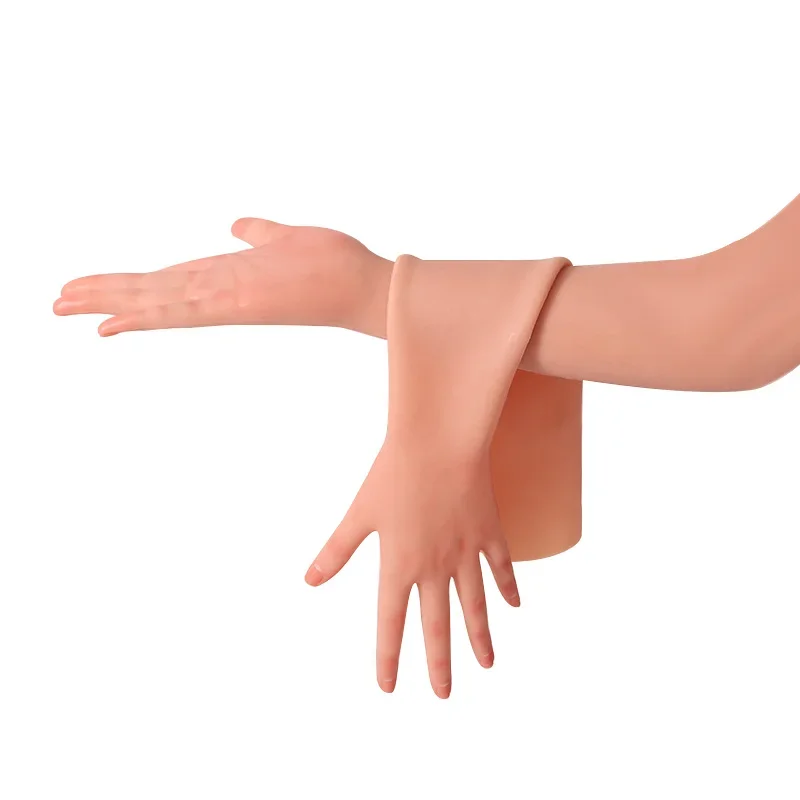 100% Silicone Female Hand Gloves Sleeves Highly Simulated Skin texture Prosthesis Arm Cover Scars for Crossdresser Cosply