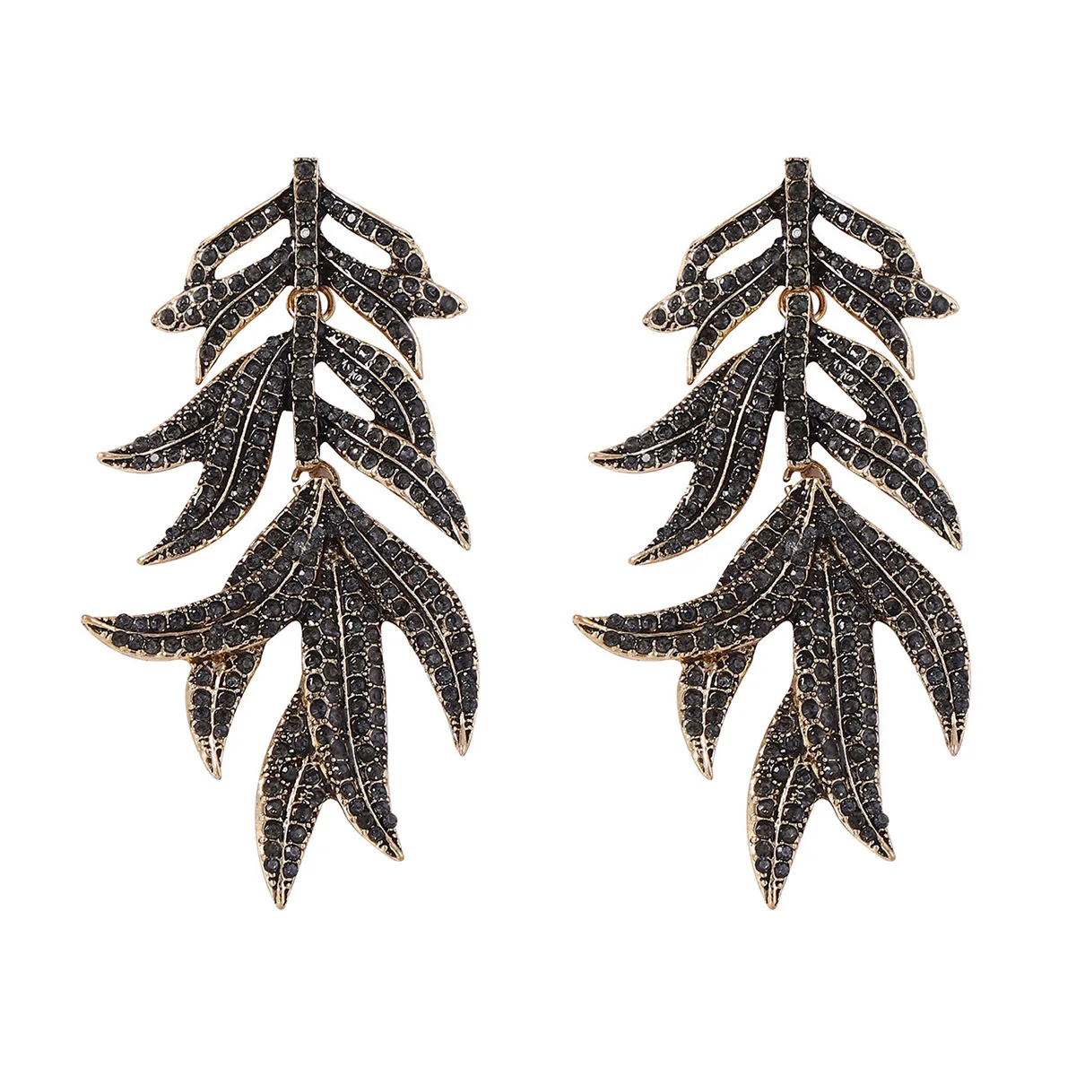 

ZAA Luxury Rhinestone Leaf Drop Earrings 2025 Trend Elegant Women Jewelry Charm Prom Party Accessories Girl Gifts