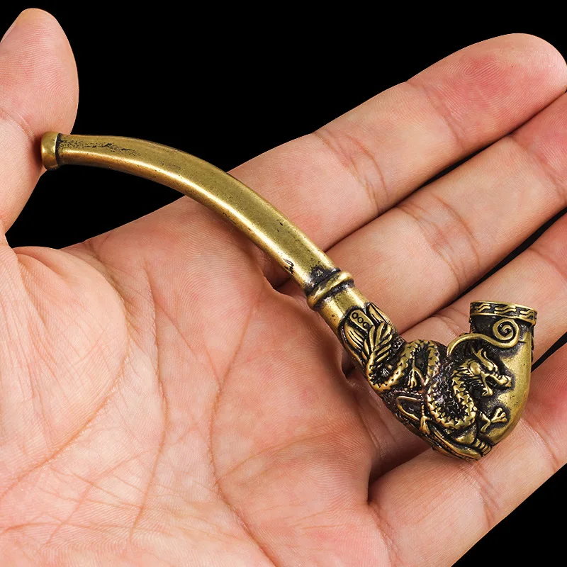 

Retro Brass Smoke Dragon Cigarette Holder Fillter Tobacco Pipe Creative Smoking Pipe Smoking Accessories Husband Father's Gift