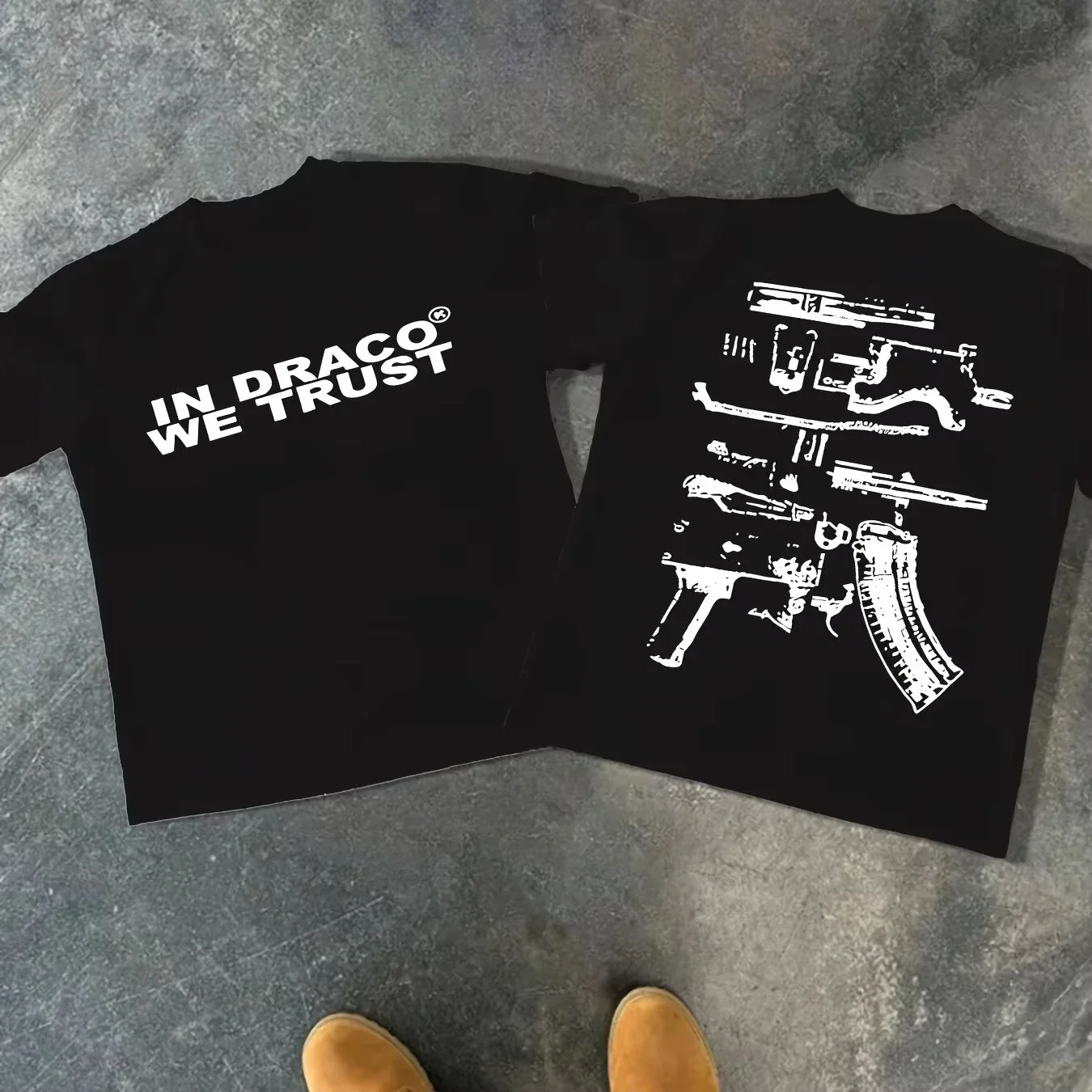 2025, Sommerneu im Draco We Trust T-Shirt für Männer und Frauen, kurzärmelig, Pistolendruck, T-Shirts, hochwertiges Marken-T-Shirt, Y2k-Streetwear