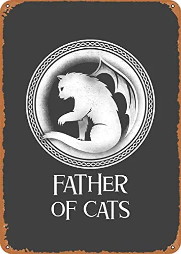 Father of Cats Cat Dad Vintage Look Metal Sign Patent Art Prints Retro Gift 8x12 Inch