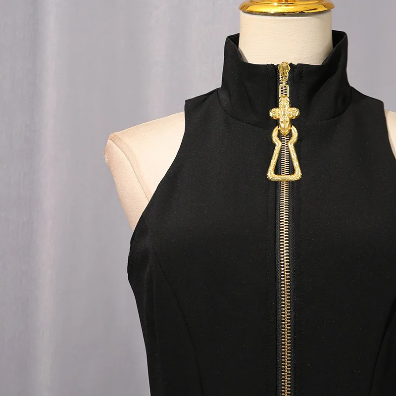 ハイストリートタンクスノースリーブドレスレディースセクシー気質ベストショート秋新作無地ワンピースY2kドレス