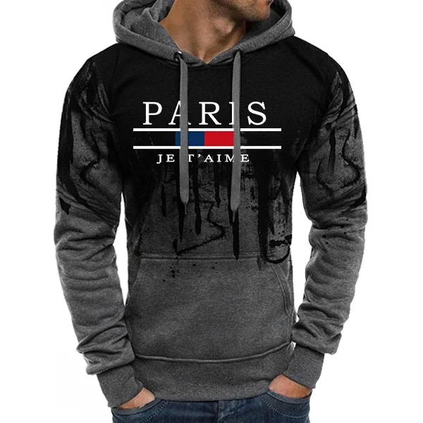 New autumn and winter men's hooded sweatshirt sportswear set, outdoor thickened warm men's casual sweatshirt and pants set