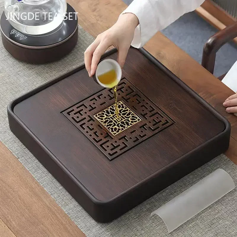 Tradition Tea Board Household Tea Table Pu\'er Teaware Decorative Supplies Chinese Bamboo Tea Tray Drainage Water Storage Trays