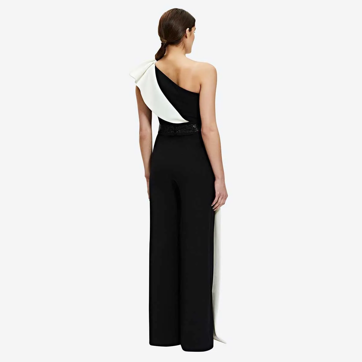 

Faionable Slim Fit One oulder Jumpsuit Color Blo Svel High Waist Wide Leg Pants Women's Commute Sle Polyester