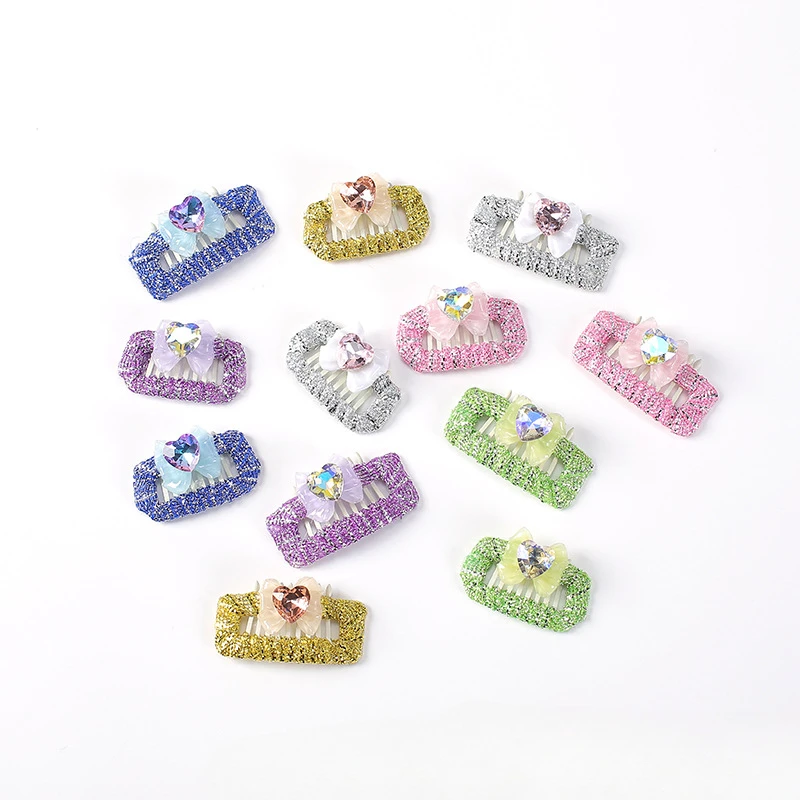 Pet Groom Cat Hair Clip Colorful Scallion Wrapped with Rope Diamond Pet Headwear Decoration Dog Hair Clip Multiple Specification