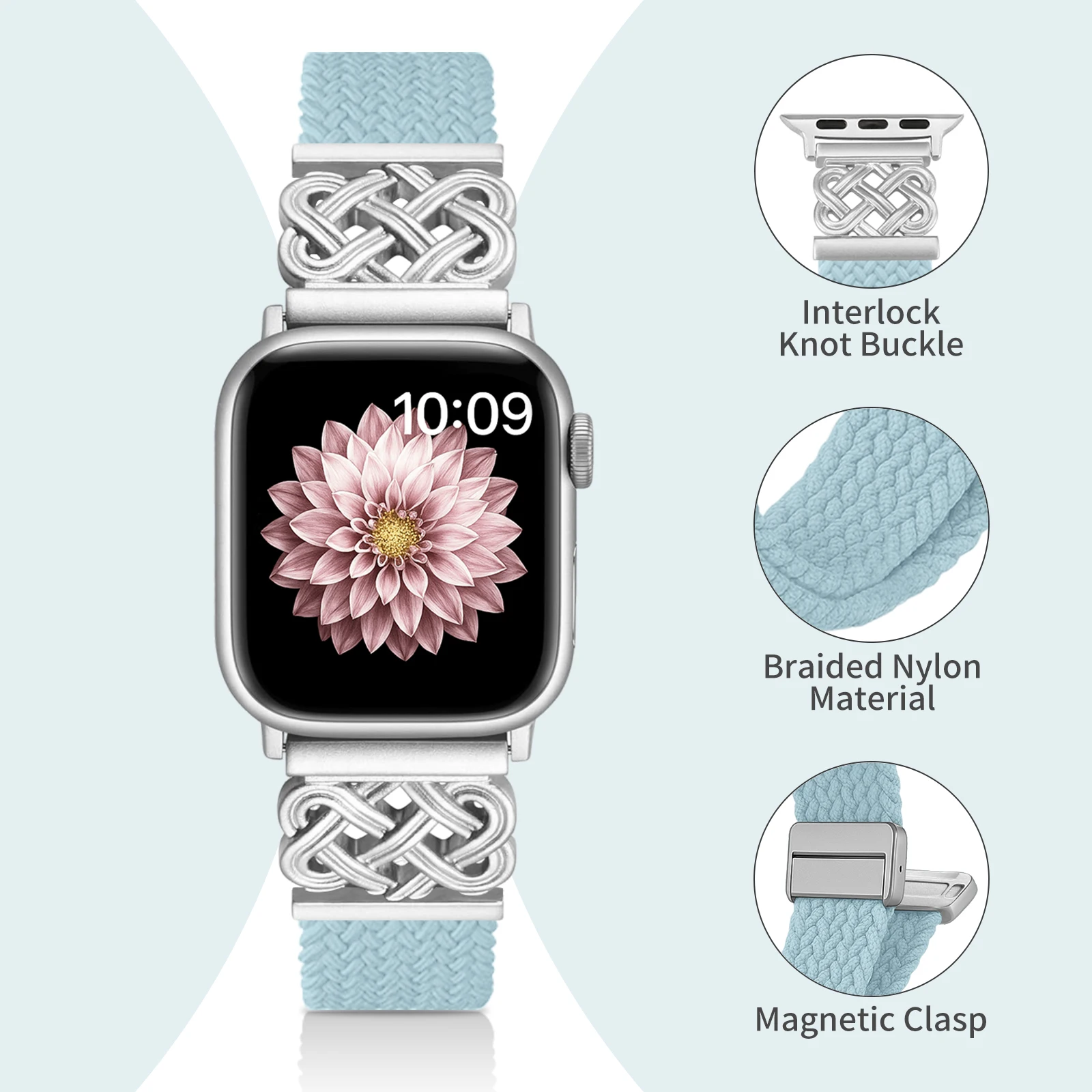 Braided Strap for Apple Watch Band 44mm 40mm 45mm 49mm 41mm 38 Buckle Bracelet iWatch Series SE 7 3 6 8 9 Ultra 2 Magnetic Band