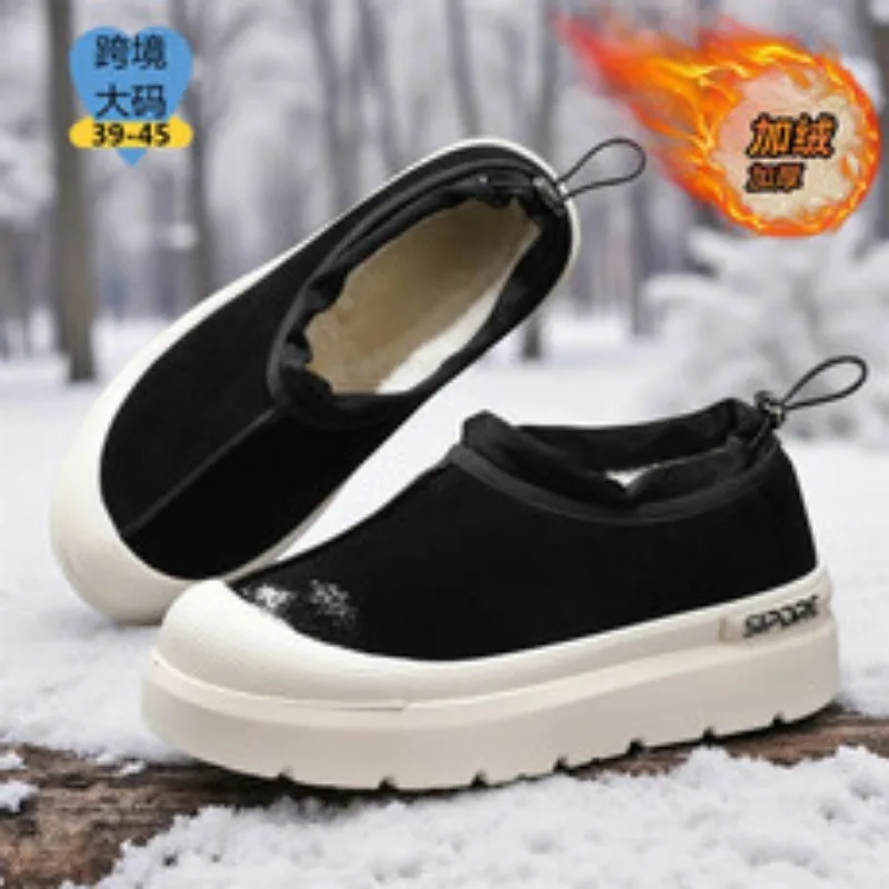 

Кроссовки, повседневные большие размеры 44, 45, женские и мужские зимние плюшевые теплые зимние ботинки, модные меховые туфли на увеличенной платформе с увеличенной высотой