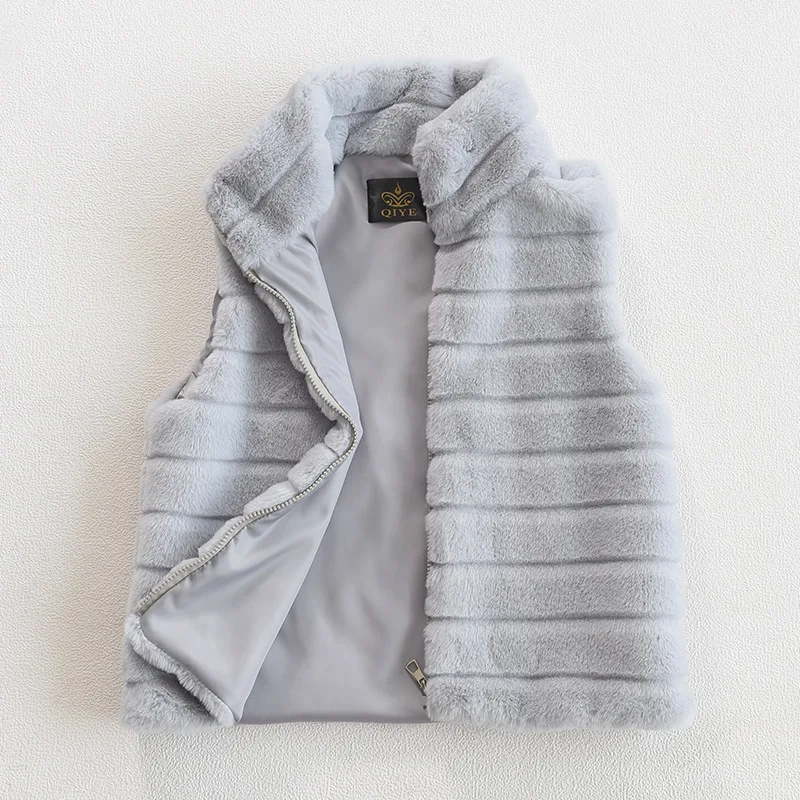 Dames Fuzzy Fluffy Mouwloos Vest Rits Nepbont Jas Gewatteerde Tops Ontwerp Bovenkleding Trend Herfst Winter Warm Bont Vest