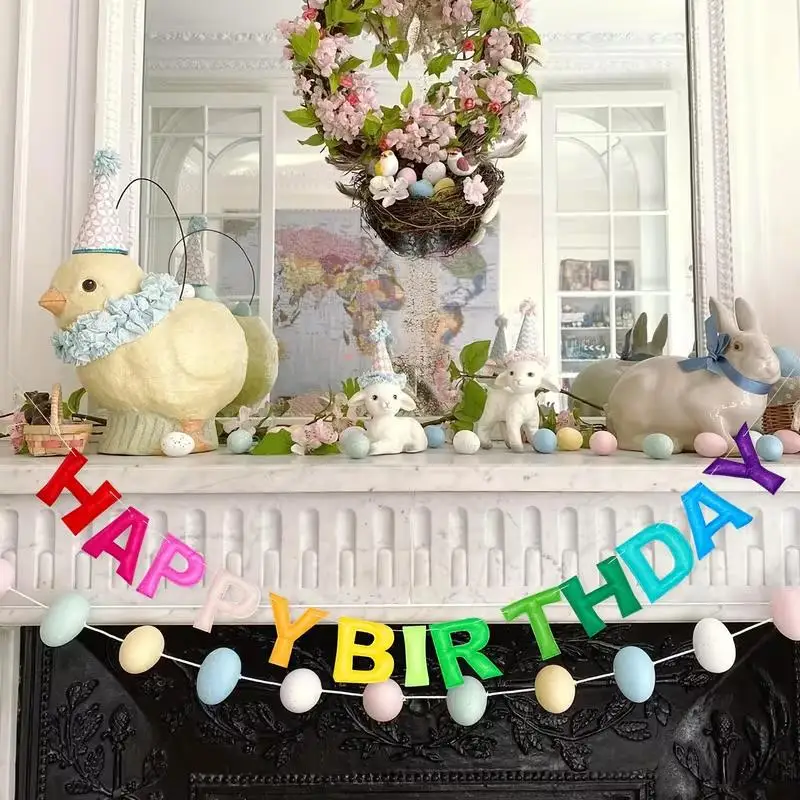 2.1Meters Colorful 3D Happy Birthday Banner for Kids Birthday Party Decoration Photo Props Boy Girl Birthday Felt Garland Flag