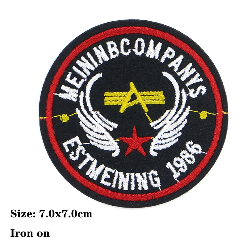 2 Pcs Fashion Round Football Star Compass Bee Anchor Icon Embroidered Applique For Clothing DIY Iron on Patches on the sticker