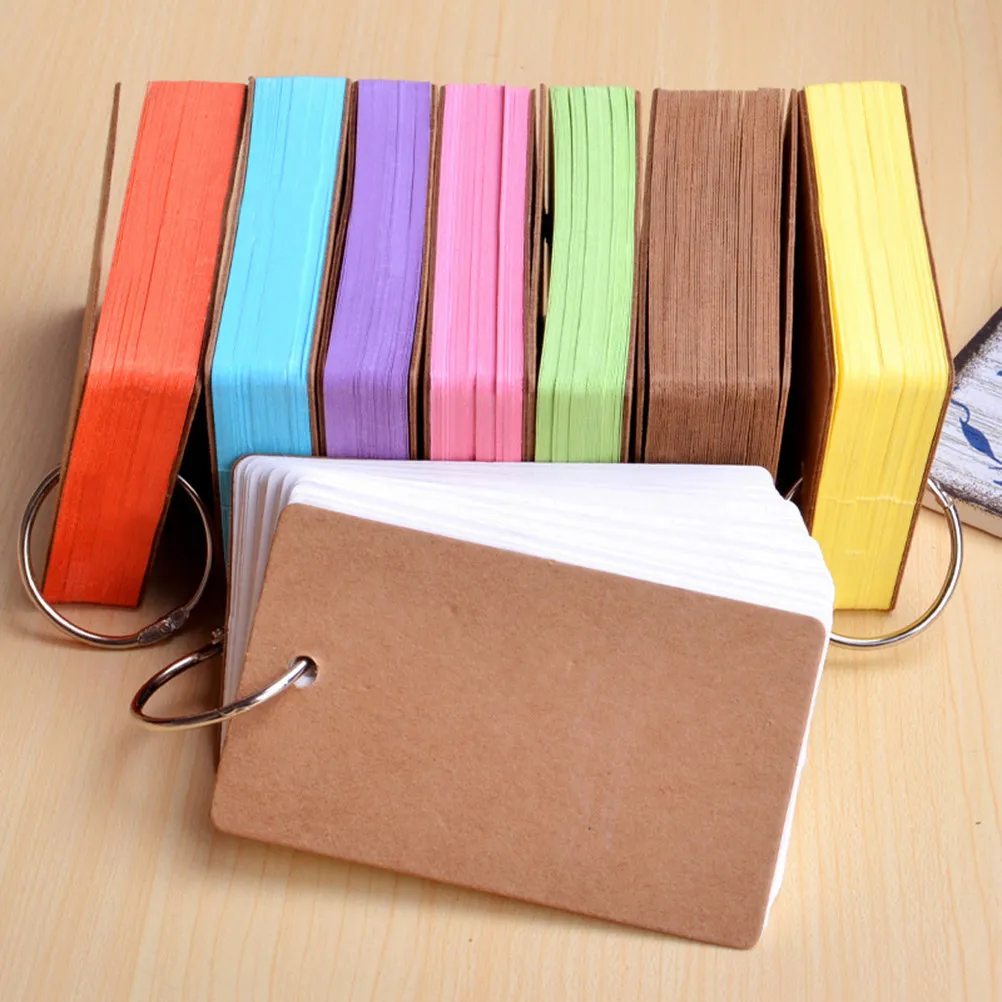 6Pcs Portable Stationery Note Card For College Stationery Supplies Office Worker Kraft Paper Flash Cards Binder