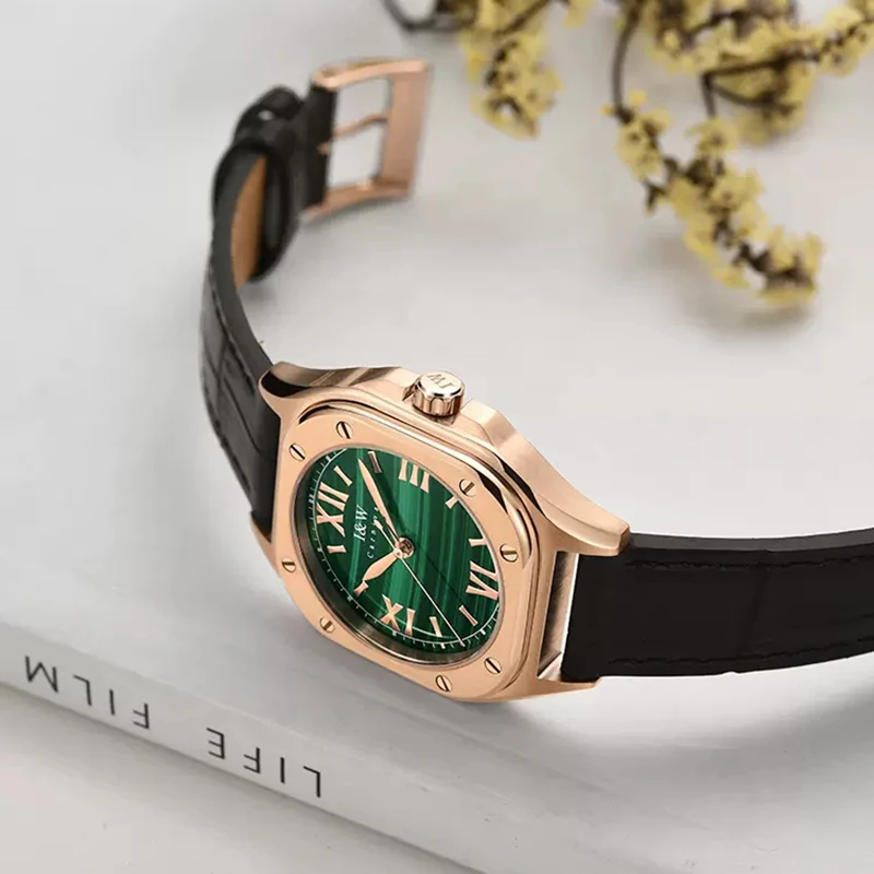 Carnival High-End Series IW Brand Fashion Green Quartz Watch for Women High Quality Leather Sapphire Crystal Luxury Womens Watch