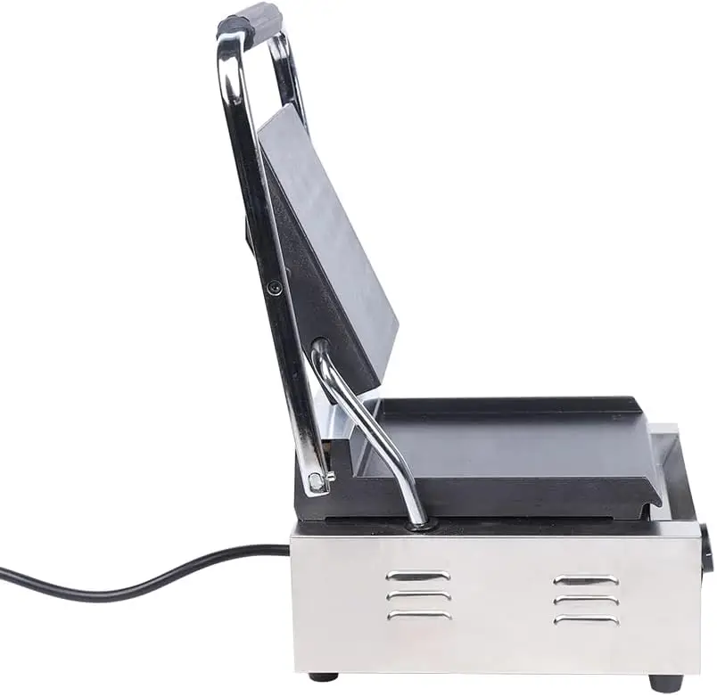 شواية بانيني التجارية، 110 فولت 1800 وات، شبكة ضغط ساندويتش كهربائية فردية مع التحكم في درجة الحرارة، صانع الساندوتشات ذو السطح المسطح الناعم