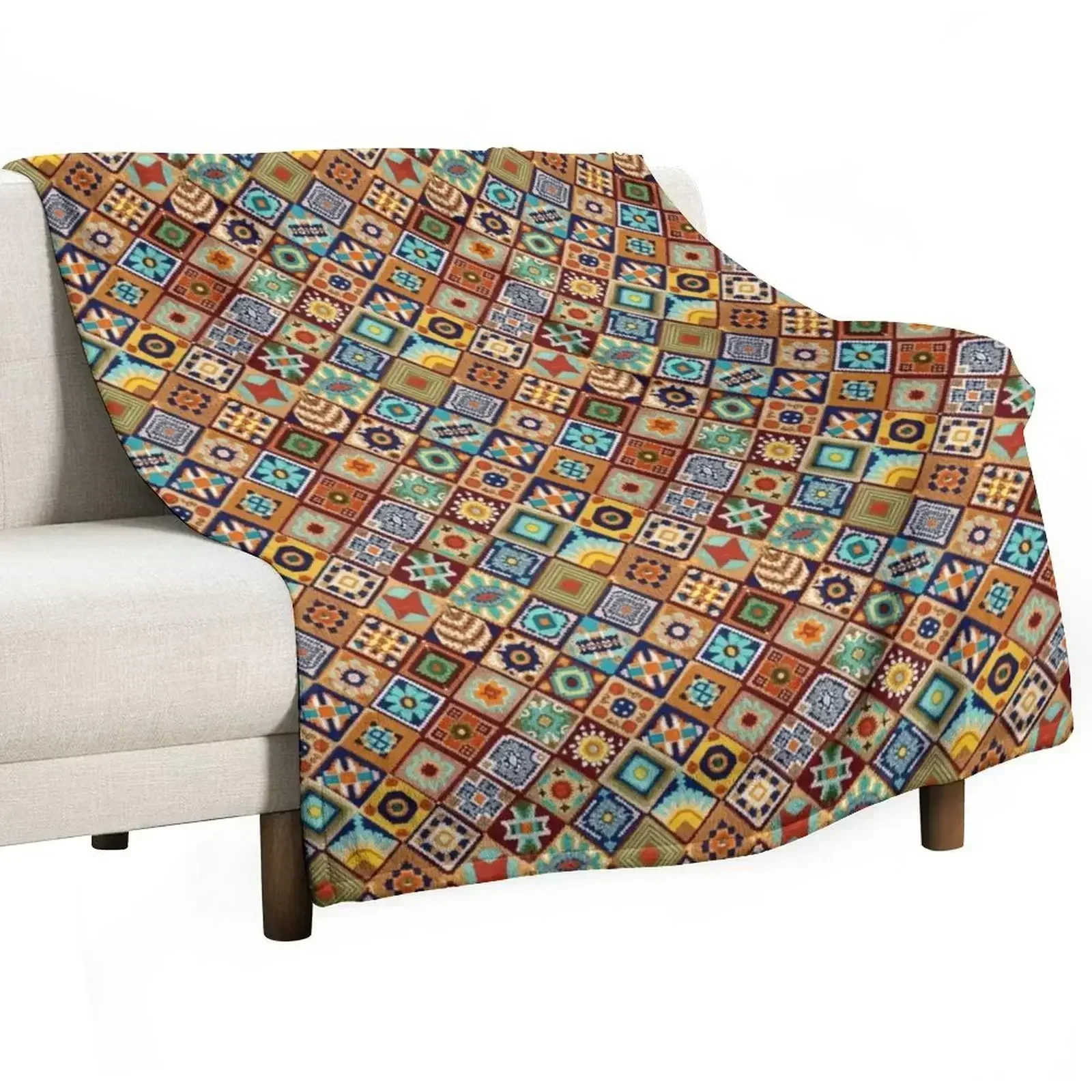

Aztec Art Tile Mexican Textiles Pattern Mayan Throw Blanket cosplay anime Soft Beds Blankets