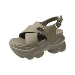 8CM Metal decoration Platform Sandals Women Chunky Cross Strap Gladiator Shoes Woman Summer Beach Slippers Thick Bottom Sandals