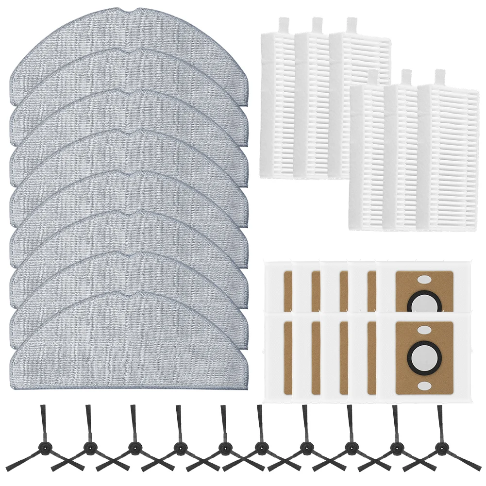 For ILIFE A30 Pro Self Emptying Robot Vacuum Filter Mop Cloth Dust Bag Side Brush Set for Efficient Home Cleaning
