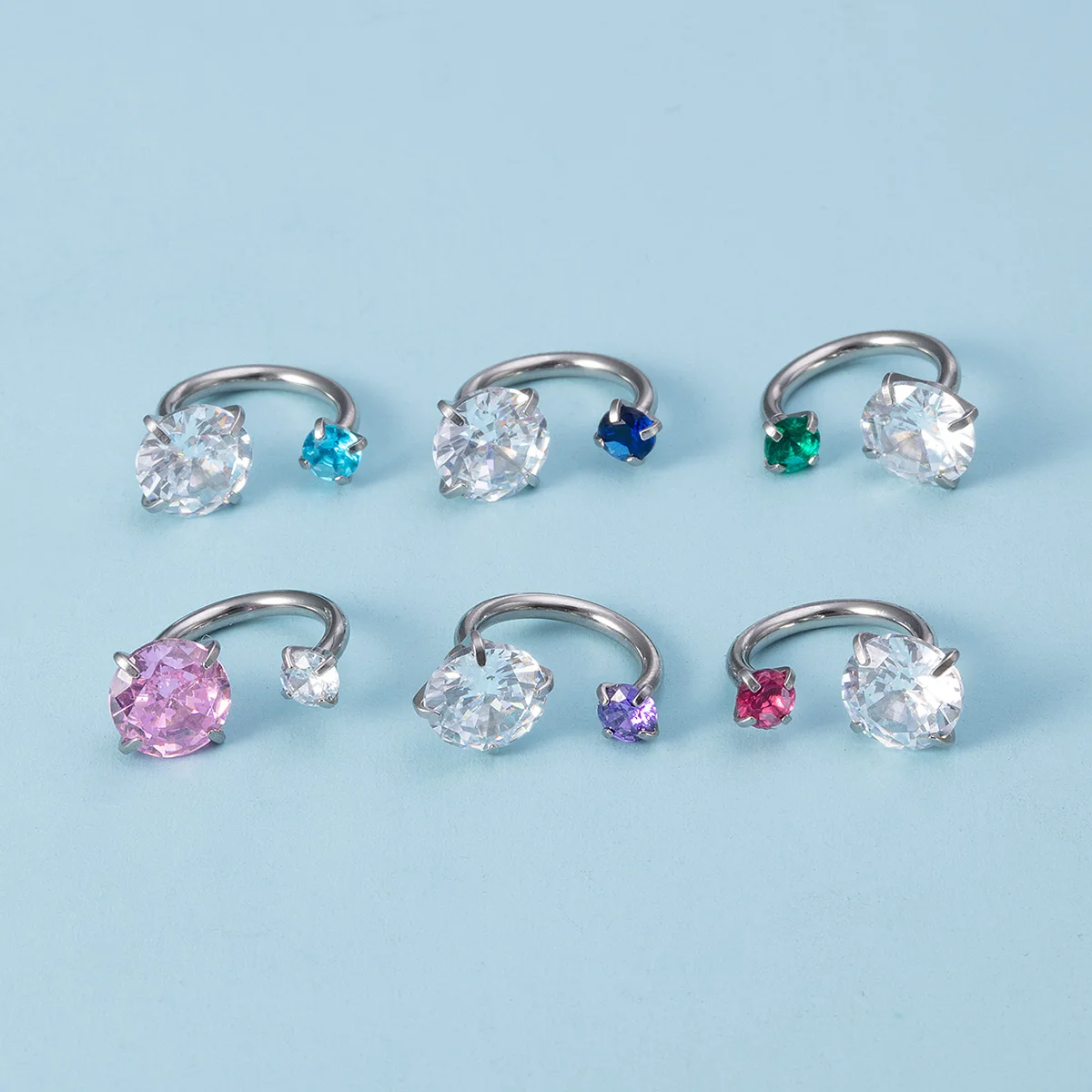 1pc 8mm Zirconia Horseshoe Cartilage Earring Eyebrow Lip Helix Tragus Cartilage Daith Conch Piercing Ring Hoop for Women Men 20G