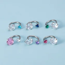 1pc 8mm Zirconia Horseshoe Cartilage Earring Eyebrow Lip Helix Tragus Cartilage Daith Conch Piercing Ring Hoop for Women Men 20G