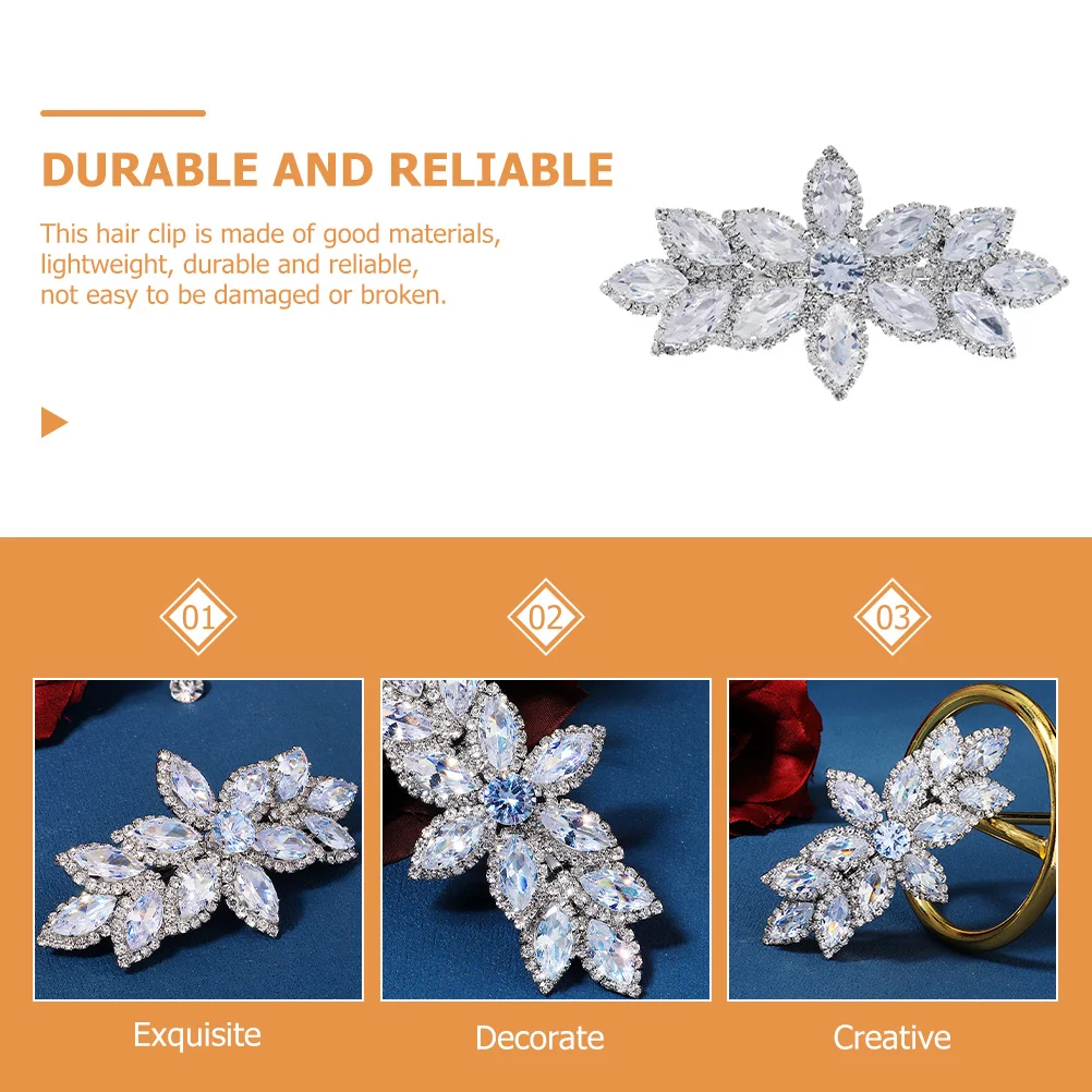 

Rhinestones Hair Clip Exquisite Wedding Hairpin Crystal Barrette for Women Rhinestones Hair Accessories for Various