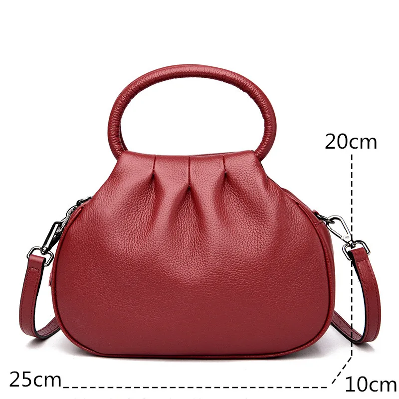 Designer Genuine Leather Handbag Women Fashion Shoulder Messenger Bag Luxury Soft Cowhide Messenger Sac Female Purse Ladies Tote