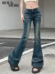 Rockmore Vintage Flare Jeans Low Rise Women Sexy Fashion Washed Jean Pants cyber Y2K Grunge Fairycore Denim Trousers Korean 2023