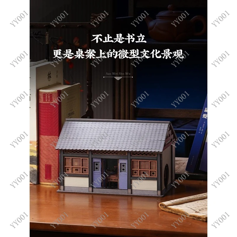 Sanwei Study Wooden Bookend Night Light Creative Desk Decor Stationery Gift For Teachers Students