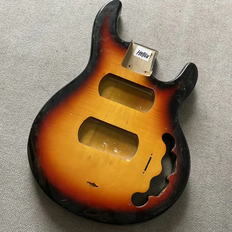

HB968 Musicman Style Bass Незаконченный корпус электрического бас из массива дерева + фламенный клен Sunburst Color 3, активные звукосниматели Swift