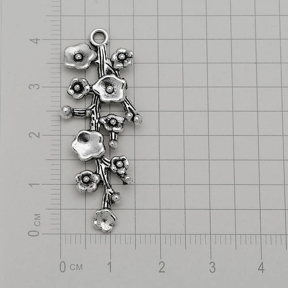 Antique Silver Plated Branch Leaf Flower Charms Connector Pendants For Diy Jewelry Supplies Bulk Wholesale Items Small Business