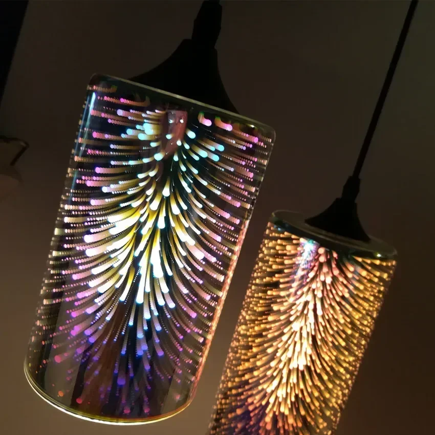 

Postmodern Minimalist 3D Fireworks Electroplated Glass Chandelier Nordic Creative American Retro Dining Room Bedroom Lighting