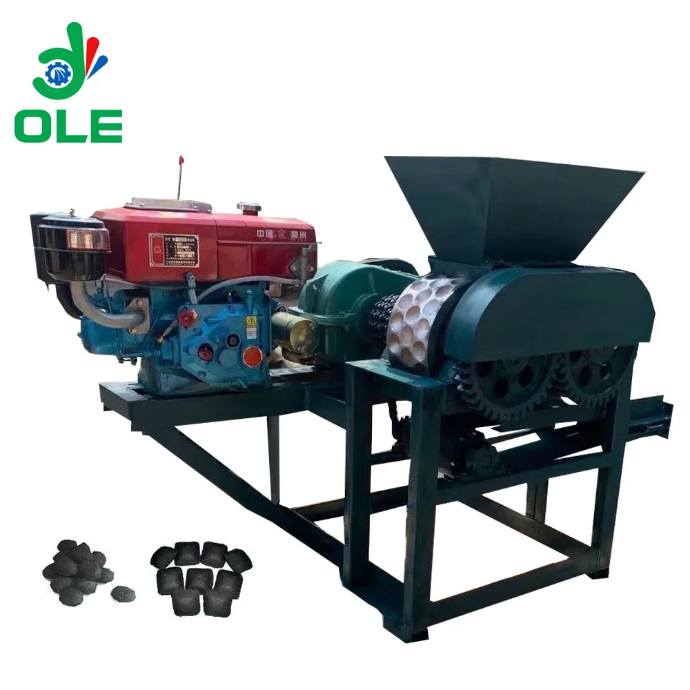 Diesel Engine BBQ Coal Briquette Shaping Machine Wide Applications Complete Set Of Charcoal Briquette Making Machine