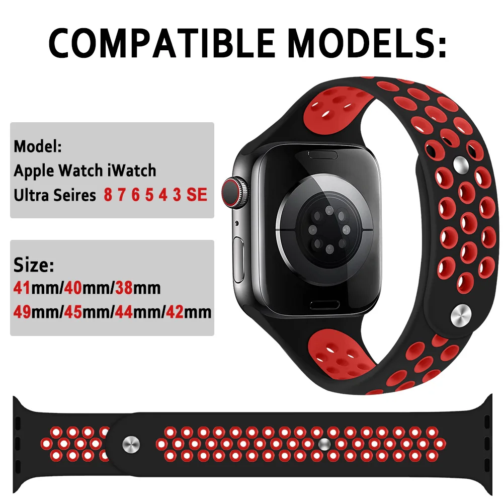 Two sections Silicone Strap For Apple Watch band 44mm 45mm 49mm 40mm 41mm 42mm 38mm Bracelet iWatch series 8 7 3 4 5 6 se Ultra