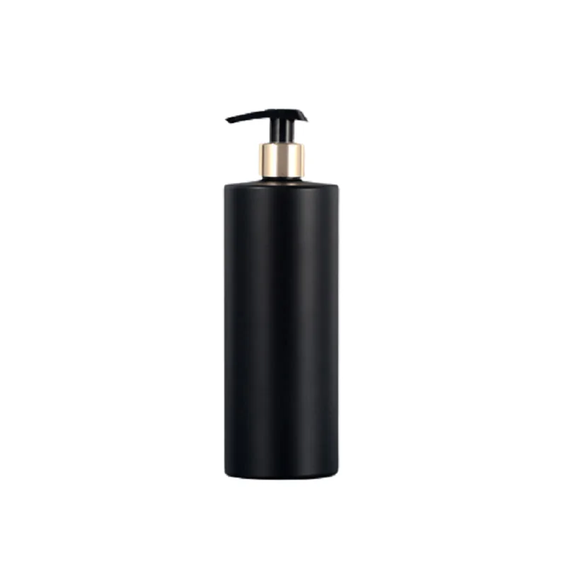 10Pcs Matte Black Plastic Bottle 300ml 500ml Flat Shoulder PET Black White Lotion Pump Gold Silver Collar Packaging Container