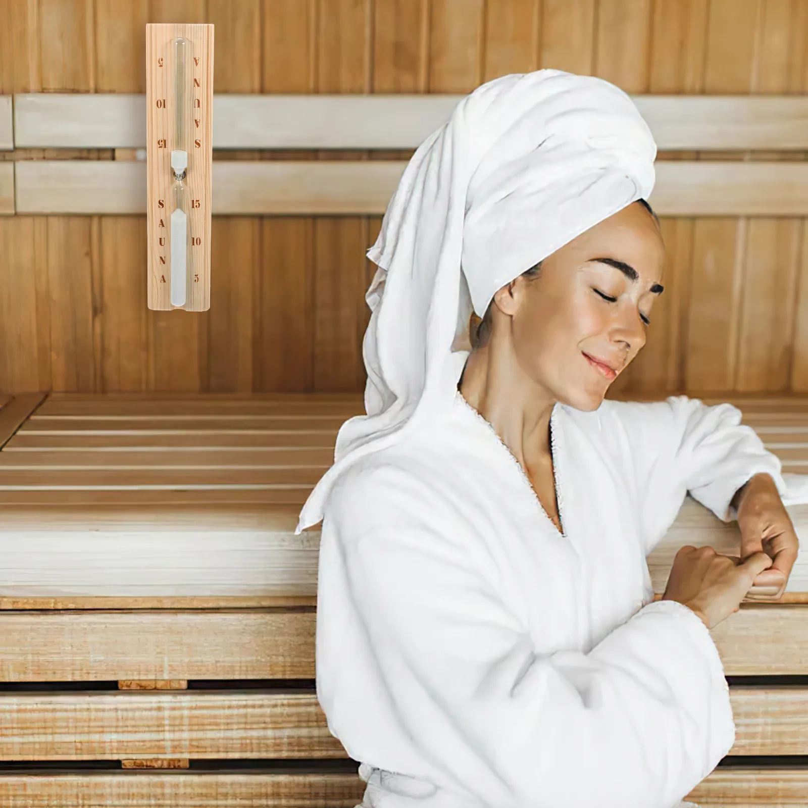 Wooden Sauna Hourglass Timer 15 Minute Sand Timer for Indoor Sauna Room Decor Relaxation and Gift