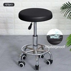 Waterproof Round Stool Cover,PU Leather Bar Stool Cover Stretch Bar Chair Covers Non Slip Easy to Clean Bar Stool Cushions Cover