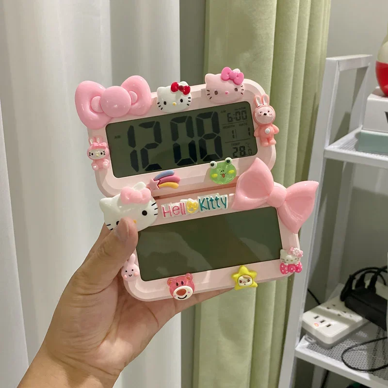 Sanrio Hello Kitty Kawaii 5inch My Melody Anime Electronic Alarm Clock Cartoon Cute Dolls Girls Gift Creative Wake Up Ar